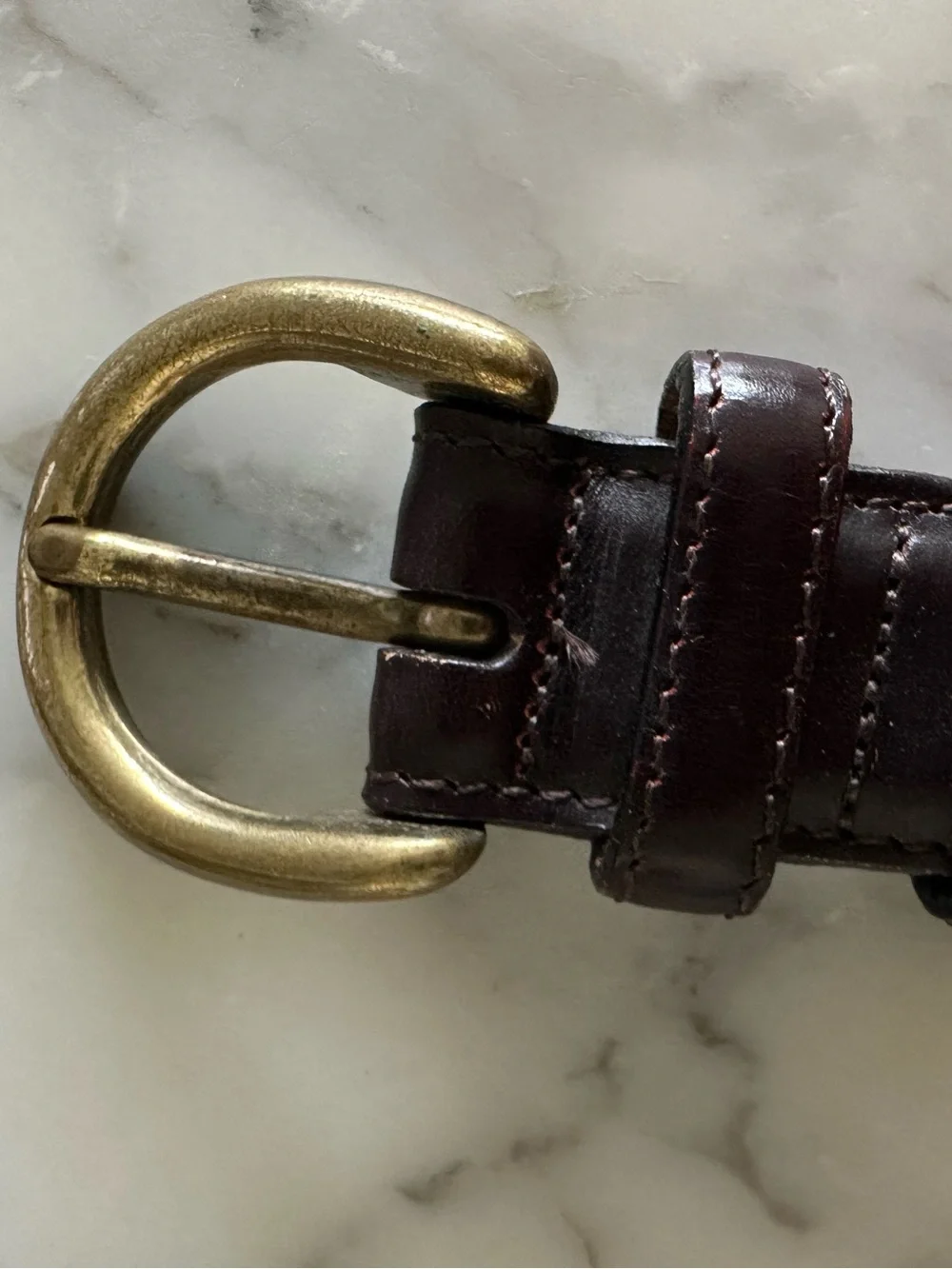 Jos A Bank Men's Belt Genuine Brown Leather W/Gold Buckle Handcrafted in Italy